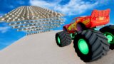 Big & Small Monster Truck Lightning Mcqueen vs Big & Small speed bump ROAD OF DEATH in BeamNG Drive