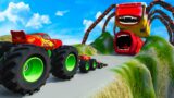 Big & Small Monster Truck McQueen vs DOWN OF DEATH with BUS EATER & TRAIN EATER in BeamNG.drive