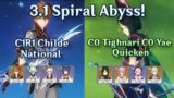 C1R1 Childe National + C0 Tighnari C0 Yae Quicken | 3.1 Abyss | 9 Stars Continuous