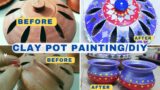 DIY decore.Clay pot painting..Home Decor Ideas.How to paint terracotta pots easily.