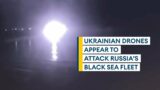Dramatic footage appears to show Ukrainian drones targeting Russian navy