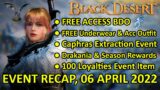 Free Access, Drakania Outfit, Season Reward, Caphras Extrac (Black Desert Event Recap 06 April 2022)