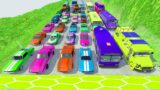HT Gameplay Crash # 598 | Monster Trucks vs Massive Speed Bumps & Cars vs DOWN OF DEATH Thorny Road