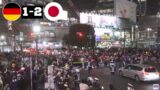 Japan Fans Celebrate 2-1 Win Over Germany at Shibuya Crossing in Tokyo