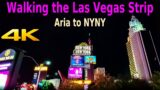 LAS VEGAS WALKING TOUR – ARIA TO NYNY in 4k