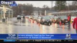 Long Line Of Drivers Wait Hours To Get Free Gas From Ernie Boch, Jr. In Norwood