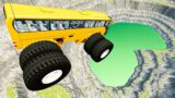 New Leap Of Death – Car Jumps & Falls Into Green Slime Pit | BeamNG Drive Game