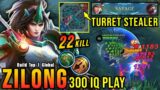 SAVAGE + 22 Kills!! Zilong 300 IQ Play, Perfect Turret Stealer!! – Build Top 1 Global Zilong ~ MLBB
