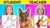STUDENT VS TEACHER ART CHALLENGE || Who is better? Cool Drawing Hacks and DIY Ideas by 123 GO! FOOD