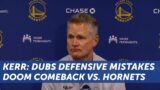 Steve Kerr: Warriors 'tired,' defensive mistakes doomed second-half comeback vs. Hornets | NBCS BA