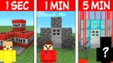 WE BUILT THE MOST SECURE HOUSE! 5 SECONDS VS 1 MIN VS 5 MIN (Minecraft)