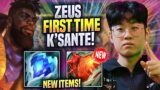 ZEUS FIRST TIME PLAYING K'SANTE WITH NEW ITEMS! – T1 Zeus Plays K'sante TOP vs Renekton!