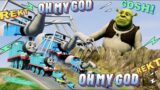 Big & Small CURSED Thomas the Tank Engine vs DOWN OF DEATH with Shrek | BeamNG.Drive 4K video