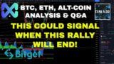BTC, ETH, ALT-COIN ANALYSIS! THIS COULD SIGNAL WHEN THIS RALLY WILL END!