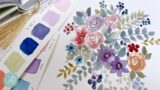 Beginners Easy Winter Watercolor Bouquet in pretty pastels PLUS two new colors for your florals