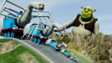 Big & Small CURSED Thomas the Tank Engine vs DOWN OF DEATH with Shrek | BeamNG.Drive