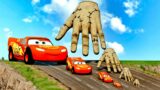 Big & Small Lightning McQueen vs GIANT HAND ( Thing ) vs DOWN OF DEATH BeamNG.Drive