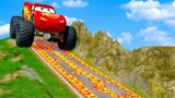Big & Small Pixar Cars vs LAVA DOWN OF DEATH in BeamNG.drive!