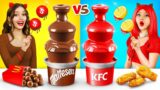 Chocolate Fountain Fondue Challenge | Food Battle with Chocolate vs Real Food by RATATA CHALLENGE