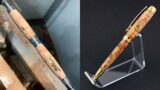 Inlaying gold flake in the cracks of a box elder burl pen blank