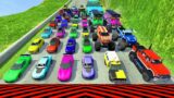 Monster Trucks vs Massive Speed Bumps & Bus vs Cars vs DOWN OF DEATH Thorny Road | HT Gameplay Crash