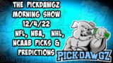 NFL, NBA, NHL, NCAAB Picks and Predictions Sunday 12-4-22