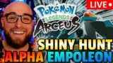 ONE MORE!! SHINY HUNTING IN POKEMON LEGENDS ARCEUS! SHINY HUNTING ALPHA EMPOLEON and TCG Openings!