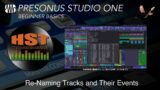 Re Naming Tracks And Their Events – PreSonus Studio One Beginner Training