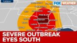 Severe Weather Outbreak Eyes South With Tornadoes, Damaging Winds, Large Hail Possible