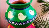 TERRACOTTA POT PAINTING | STENCIL ART ON TERRACOTTA | PONGAL POT PAINTING IDEAS