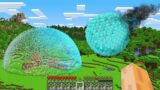 This is GLASS DOME Defense My Village from DIAMOND METEOR in Minecraft !!! Apocalypse Challenge !!!
