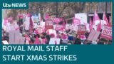Thousands of striking Royal Mail workers rally near Parliament in dispute over conditions | ITV News