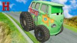 Big & Small Lightning McQueen vs King Dinoco vs Chick Hicks vs Tow MATER DOWN OF DEATH  BeamNG.Drive