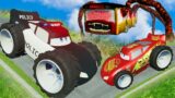 Big & Small Lightning McQueen vs Tow Mater vs Chick Hicks Cars vs DOWN OF DEATH in BeamNG.Drive