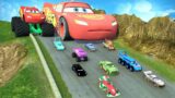 Big & Small Lightning McQueen Boy, Tow Mater vs Dinoco, Pixar Cars vs DOWN OF DEATH – BeamNG.Drive