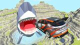 Leap Of Death Car Jumps & Falls Into Shark's mouth #2 -BeamNG drive