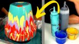 ACRYLIC POURING ON A TERRACOTTA POT – Turning a failed pour around!  Fluid Art – Acrylic Pouring