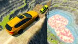 Big & Small  CARS vs LAVA Crater and Leap of Death – BeamNG Drive