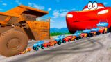 Big & Small Lighting Mcqueen vs Big & Small King Pixar cars vs balaz ROAD OF DEATH in BeamNG Drive