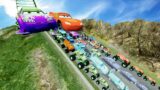 Big & Small Lightning McQueen Boy, Pixar Car Toys vs Dinoco,Tow Mater vs DOWN OF DEATH -BeamNG.Drive