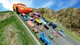 Big & Small Lightning McQueen vs Dinoco,Tow Mater vs Friend Pixar Car vs DOWN OF DEATH -BeamNG.Drive