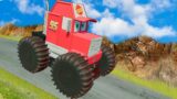 Big & Small Lightning McQueen vs King Dinoco vs Monster TRUCK & Tow MATER DOWN OF DEATH BeamNG.Drive