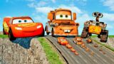 Big & Small Lightning McQueen vs WALL-E vs Tow Mater – DOWN OF DEATH BeamNG.Drive