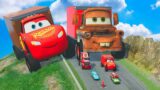 Big & Small Lightning Mcqueen vs Big & Small Pixar Cars vs DOWN OF DEATH in BEAMNG DRIVE