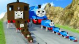 Big & Small: Thomas The Train with Saw Wheels vs Toby The Tram Engine vs DOWN OF DEATH -BeamNG