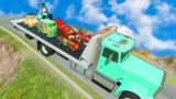 Big & Small shipping Lightning McQueen TOW Mater vs DOWN OF DEATH in Beamng.Drive