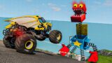 Cars & Trucks vs GIANT BOXYBOO vs DownHill of Death – BeamNG Drive