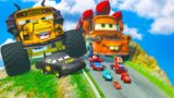 Epic Monster Truck Race – Big Tow Mater vs Big Miss Fritter vs Small Pixar Cars vs Down of Death