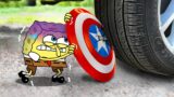 Experiment Car vs Spongebob:  Captain America Shield | Crushing Crunchy & Soft Things – Woa Doodland