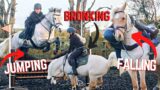 FALLING OFF, BRONKING AND JUMPING A NEW PONY!!